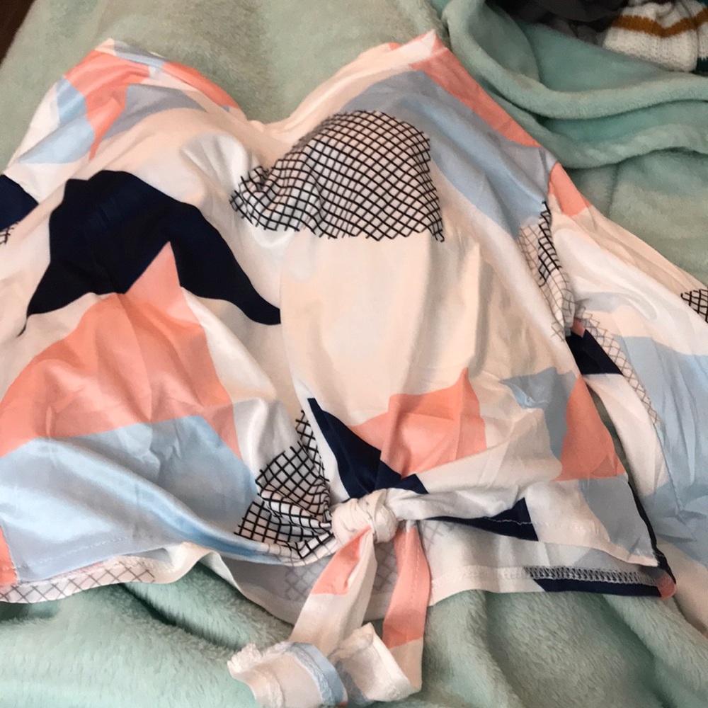 long sleeved crop tie shirt